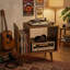  | Support pour tourne-disque avec rangement en vinyle, support pour tourne-disque Mid-Century moderne, noyer