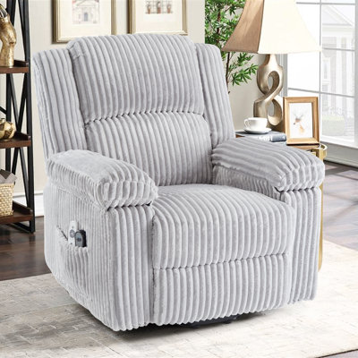 Electric Power Lift Recliner Chair for Seniors, Plush Corduroy Recliner with Lumbar Heat & 5-Mode Massage, 400 LBS Capacity, Side Storage Pockets for Mobility-Impaired Users, Black