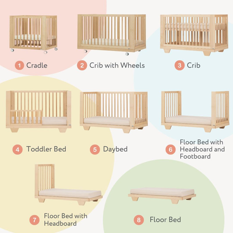 Spirit 8-in-1 Convertible Crib, White/Natural