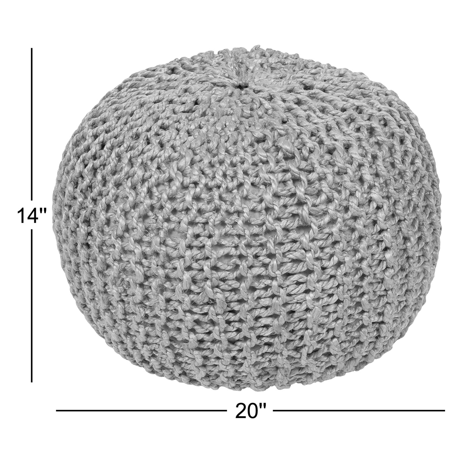 Marah 20" Pouffe, Light Gray Weave