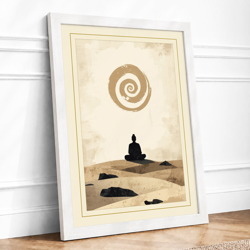 Spiral Meditation Minimalist - Framed Print, A3 - 42.0 x 29.7 cm, White