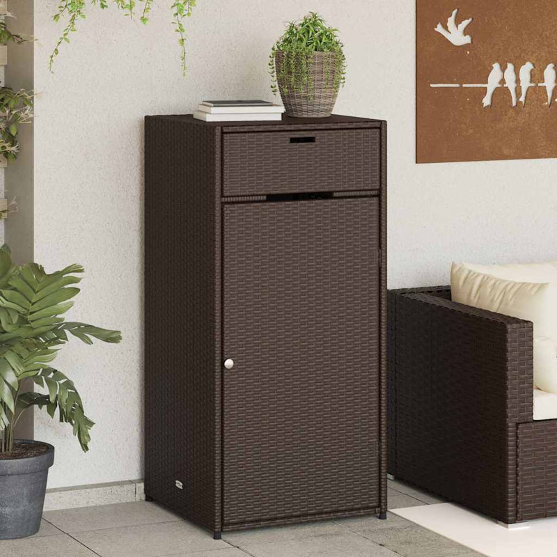 vidaXL Outdoor Storage Box, Deck Box, PE Rattan, Magnetic Closure Weather Resistant with Shelves for Tools & Accessories, Gray 21.7"x21.7"x43.7"