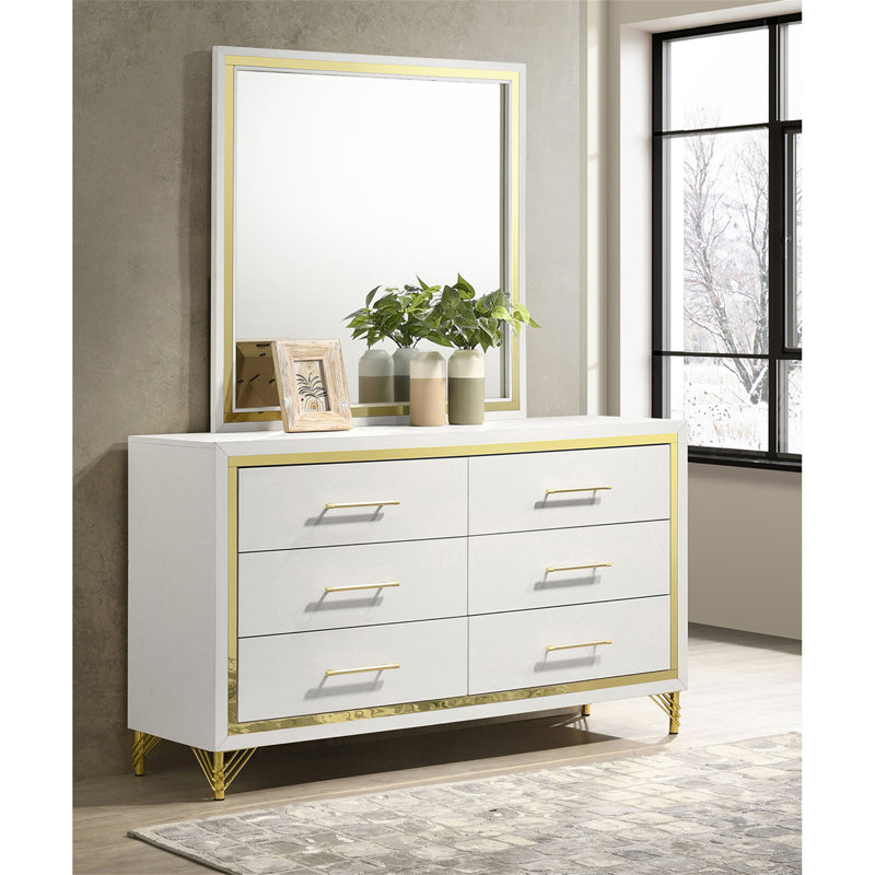 Commode 6 tiroirs avec miroir Malcolm
