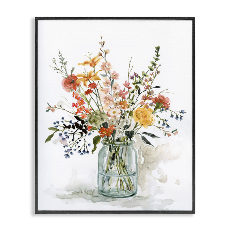 Warm Summer Meadow Floral Bouquet Canvas Print with Black Frame, 24 x 30
