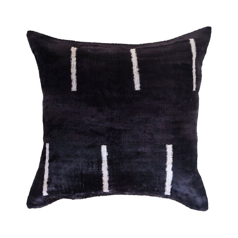 Divri Silk Square Pillow Cover & Insert, Black Abstract 1