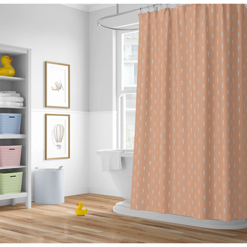 Patty Ultra-Thin Lightweight Shower Curtain, Orange/Peach Geometric