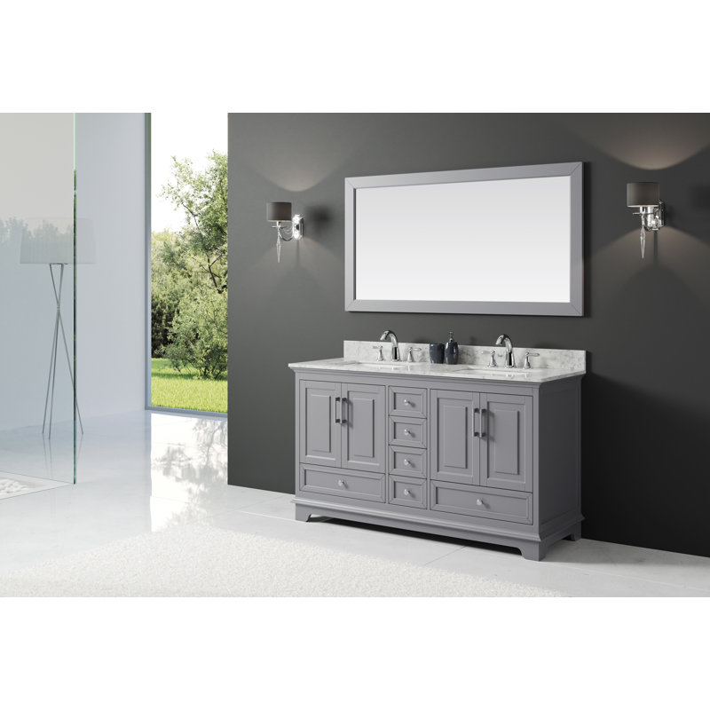 Ensemble de meuble-lavabo double 60 po Orin, Gris taupe