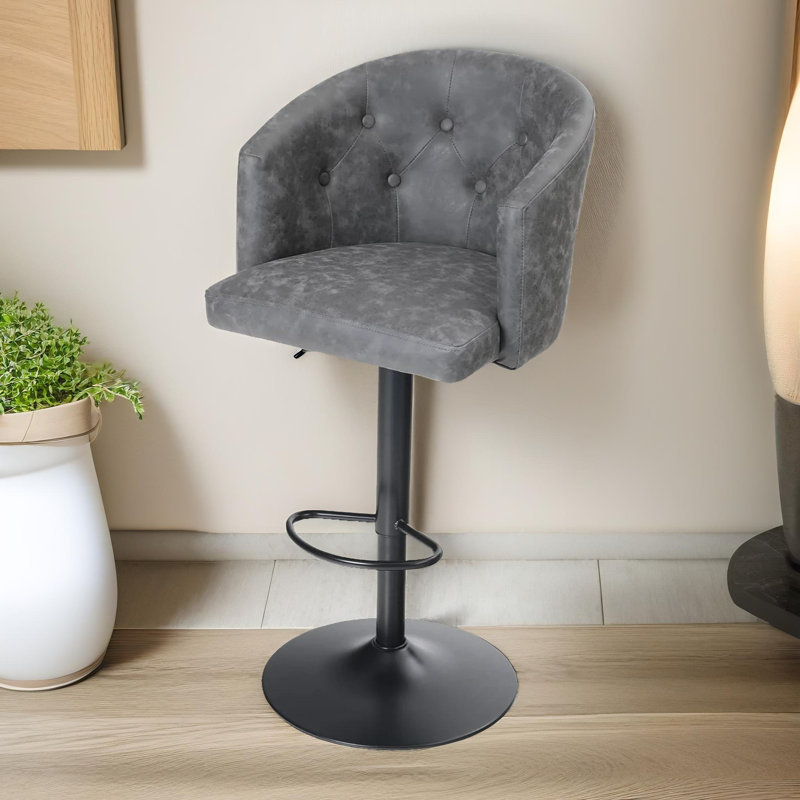 Swivel Upholstered Adjustable Height Counter Stool with Metal Frame