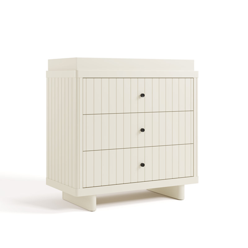 Commode 3 tiroirs avec surmatelas Kyoto, Avoine givrée