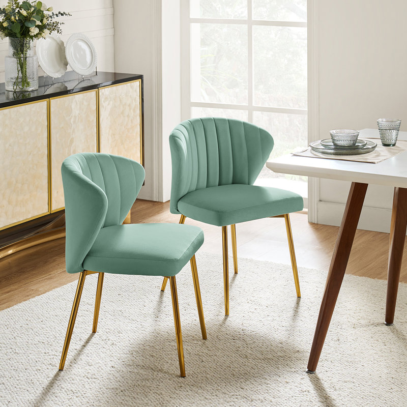 Chaise à oreilles Leona, Velours sauge