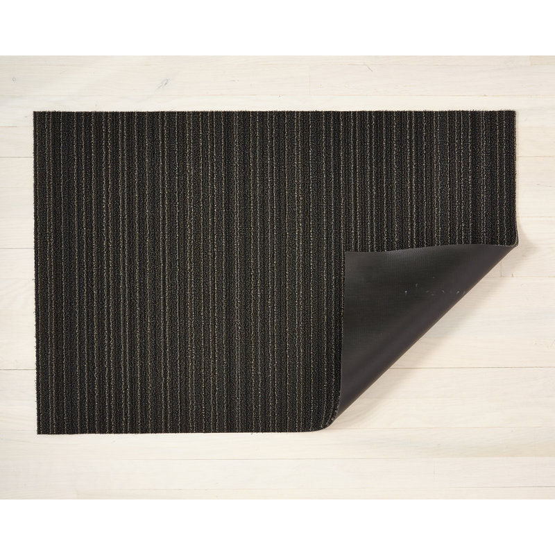 Striped Indoor / Outdoor Doormat, Black, 0.6cm H x 91cm W x 152cm L