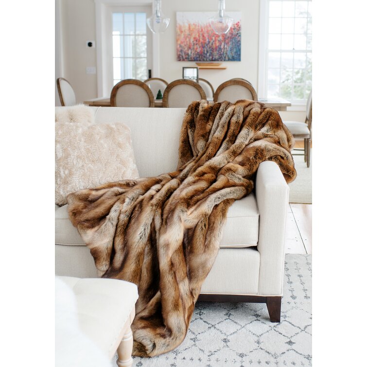 Donna Salyers Fabulous Furs Signature Series Winter Rabbit Faux Fur Throw  Blanket