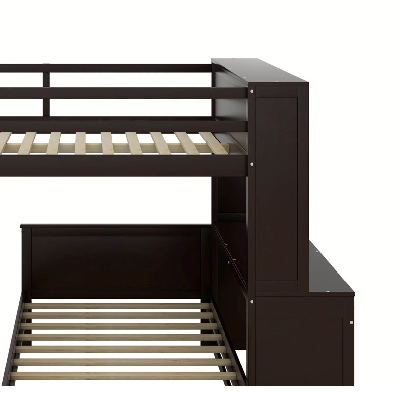 Hamood Kids Full Bunk Bed with Drawers, Espresso