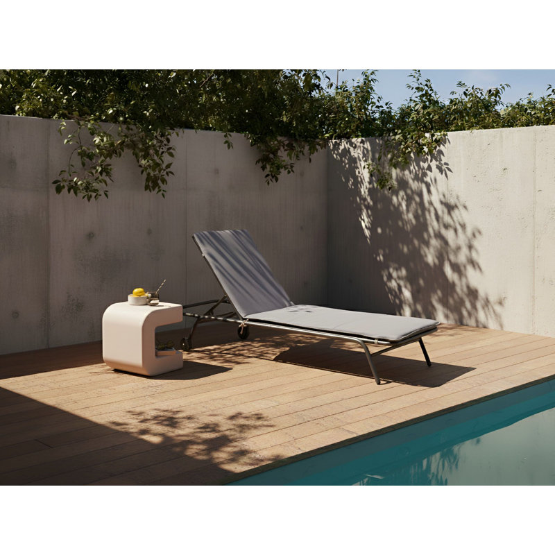 168cm Long Single Chaise with Cushions, Grey