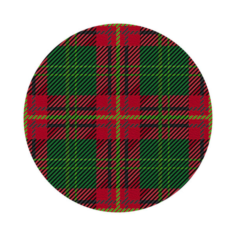 Tartan Blue Vegan Leather Round Coasters, Green