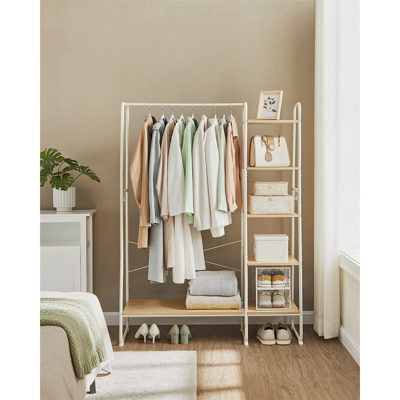 Annastassia 120cm Clothing Rack, Oak Colored White