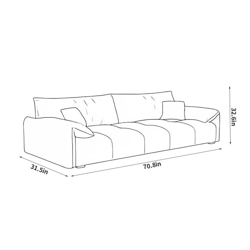 Canapé Minimalist, Gris, H 32,6 po x l 70,8 po x P 31,5 po