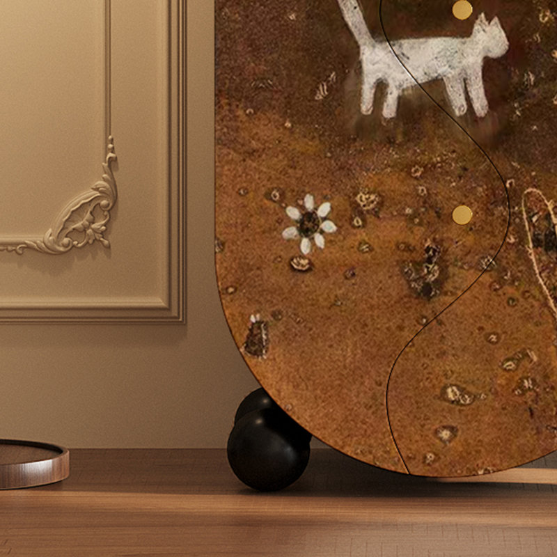 Armoire d'appoint en bois massif Vintage Abstract Cat