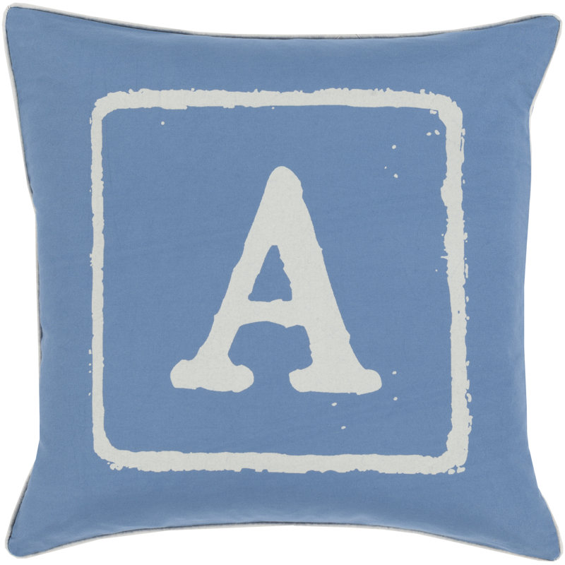 Coussin décoratif en coton, H 22 po x l 22 po x P 4 po, Beige / cobalt, A