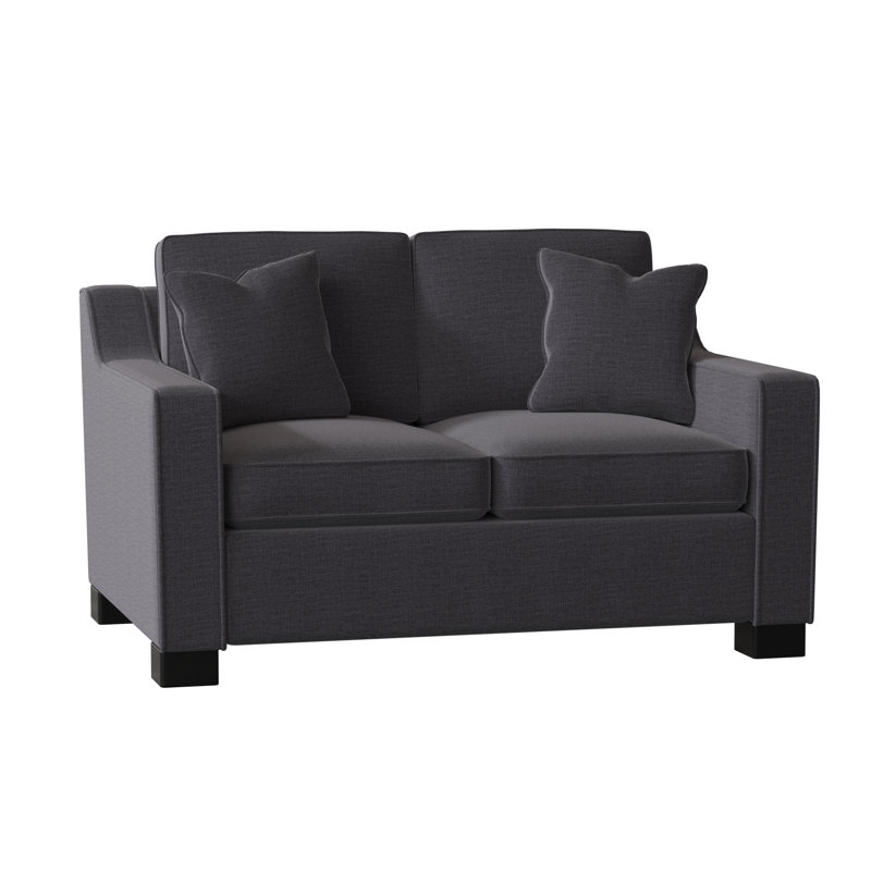 Causeuse à accoudoirs carrés de 56 po avec coussins réversibles Aceyon, Noyer, Gris anthracite Jango