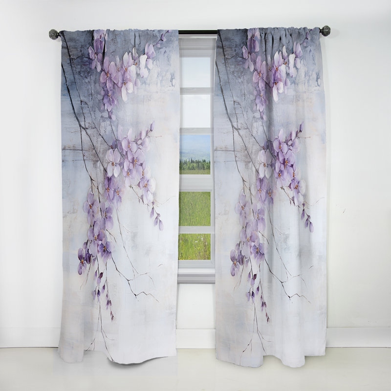 Mauve minimalisme Violets - Rideau Violets - Velours obscurcissant - 1 panneau, L 52 po x L 90 po