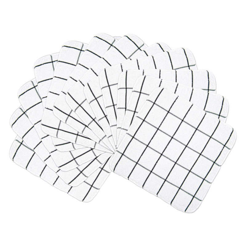 Cook's Linen 100% Cotton 12x12 Dishcloth (Pack of 12), Black