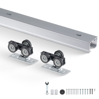 Pocket Door Hardware Kit, 5.73 ft, Aluminum Alloy, 1 Set (Single Track), 220 LBS Weight Capacity