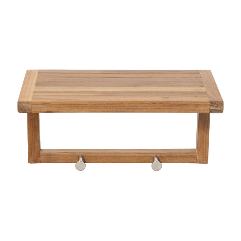 Tablette décorative en bois massif de teck Jamese, H 9 po x l 17 po x P 9 po