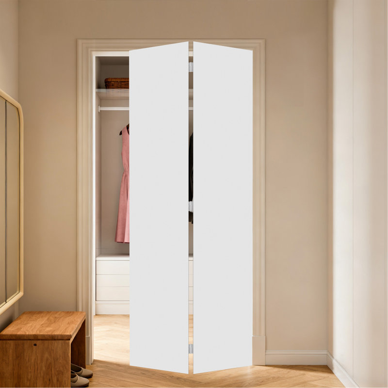 18 po X 84 po Porte pliante en vinyle blanc uni avec trousse de quincaillerie
