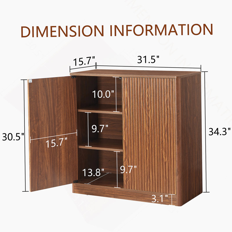 31.5-Inch Modern Wavy Sideboard, Curved Contour Design Storage Cabinet, 2-Door Cabinet With Storage Function, Suitable For Kitchen/Bedroom/Living Room