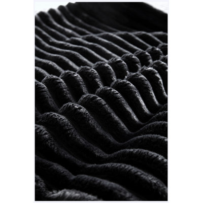 Chaise longue faisant face à la gauche de 37,5 po, velours noir moelleux, sans porte-gobelet, assorti et flexible, pour le salon