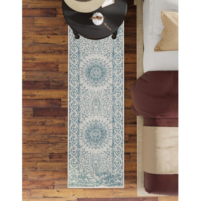 Tapis contemporain Hintz de couleur turquoise