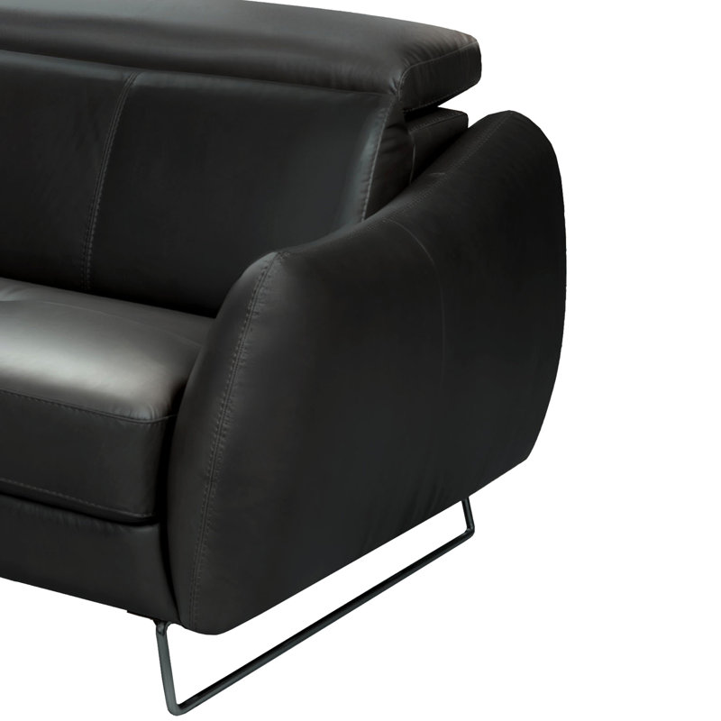  Canapé modulaire en cuir véritable gris foncé Firenze, Orienté à gauche (vu de face)