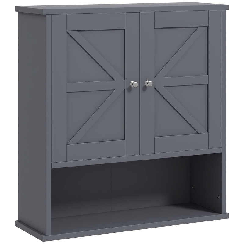 Armoire Ã  pharmacie murale de style fermier avec Ã©tagÃ¨re ouverte, Gris