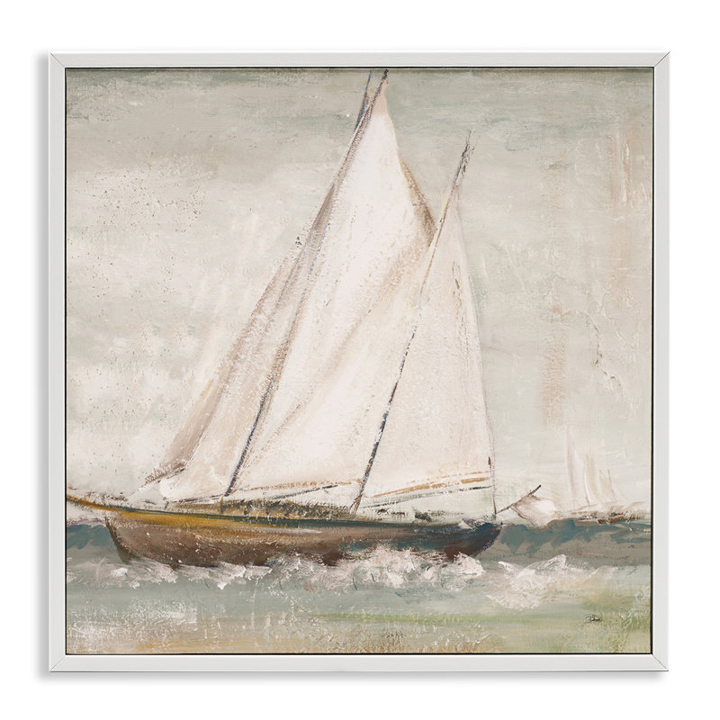 Voilier traditionnel, estampe numérique par Patricia Pinto, Giclée encadrée blanc bord de mer, H 17 po x l 17 po
