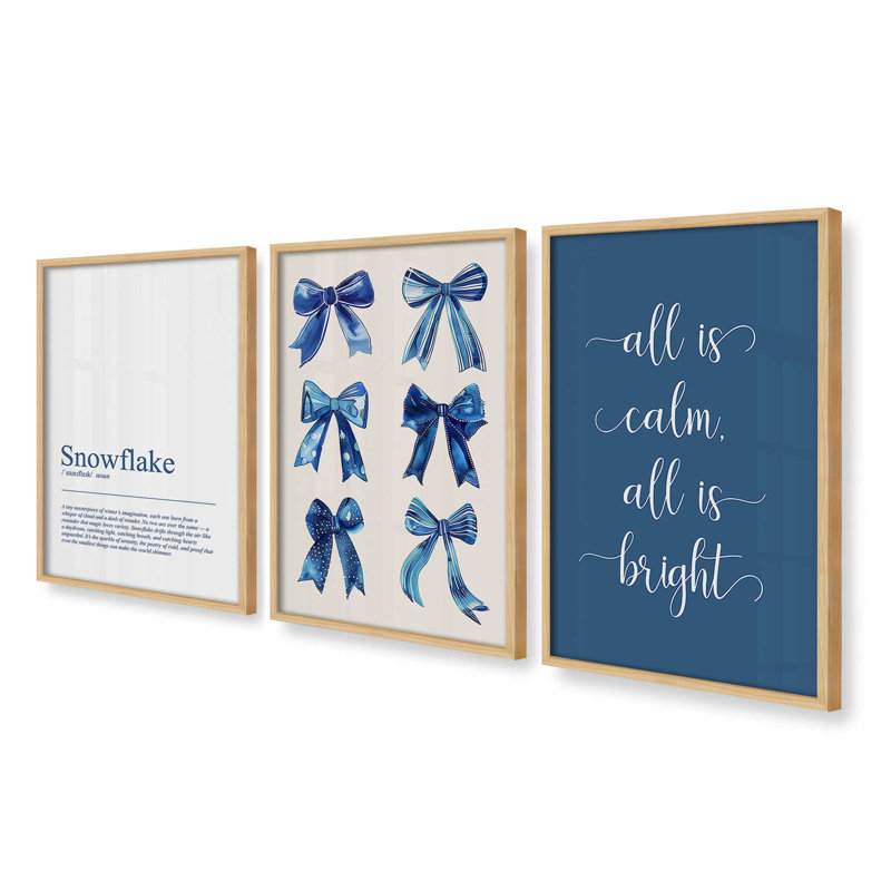 Ribbon Reverie, ensemble de 3 reproductions d'art, H 21,5 po x l 52,5 po, Érable américain