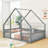 Wood House-Shaped Floor Bed With Guardrails-528129496-528129508