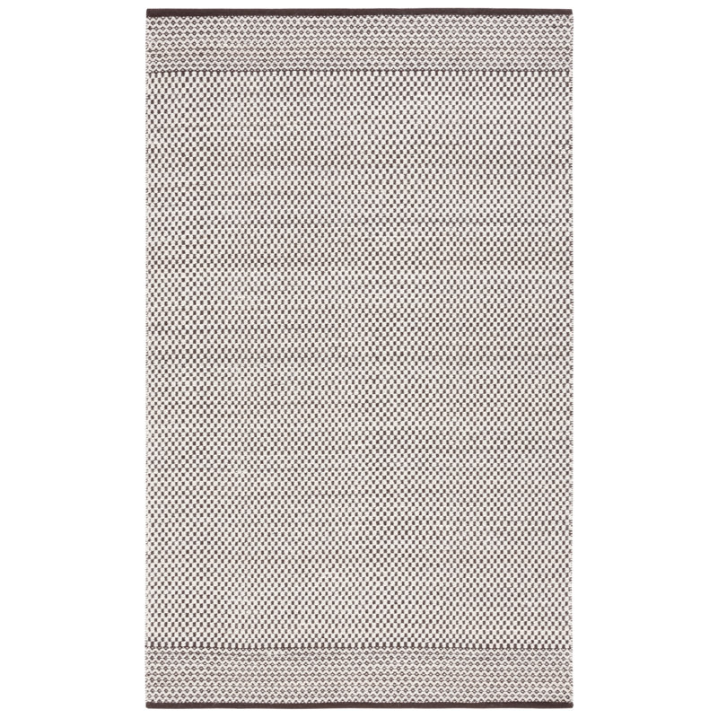 Wanetta Flat Weave Wool/Cotton Geometric Rug in Gray/Brown/Ivory, Rectangle 4' x 6'