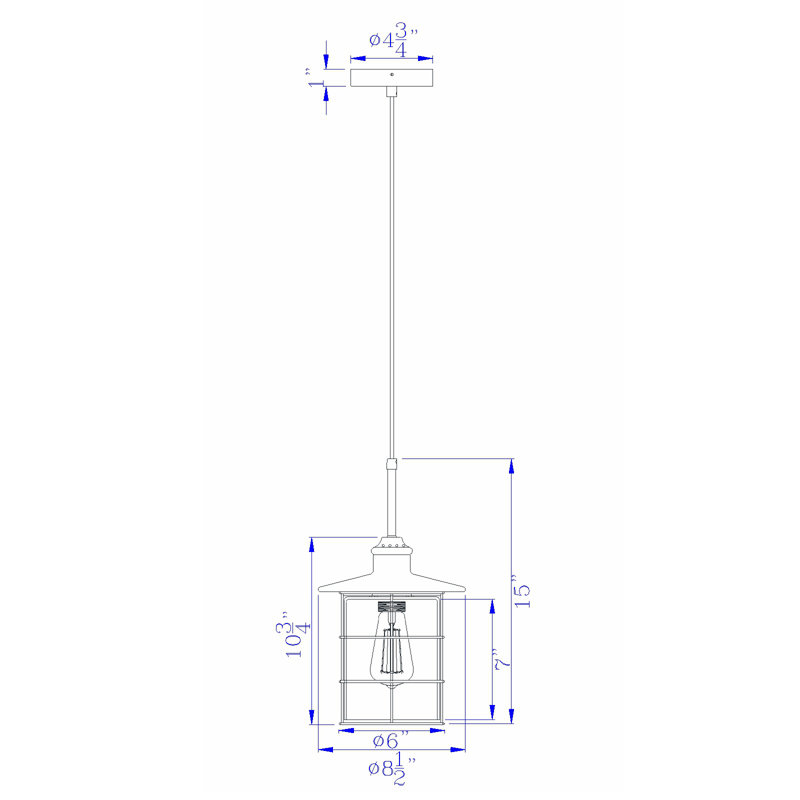 Luminaire suspendu cylindrique à 1 lumière Hampson