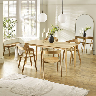 Eriksson Oak Effect Rectangular Extending Table With Arvey Oak Veneer Chairs - Responsibly Sourced   