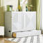Lit escamotable double avec grand tiroir, ports et prises USB, blanc