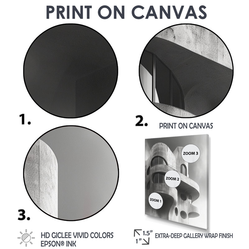 Gris, forteresse d'avenir II - Fortress, art mural, salon, Toile avec cadre flottant noir, H 44 po x l 34 po x P 1,5 po