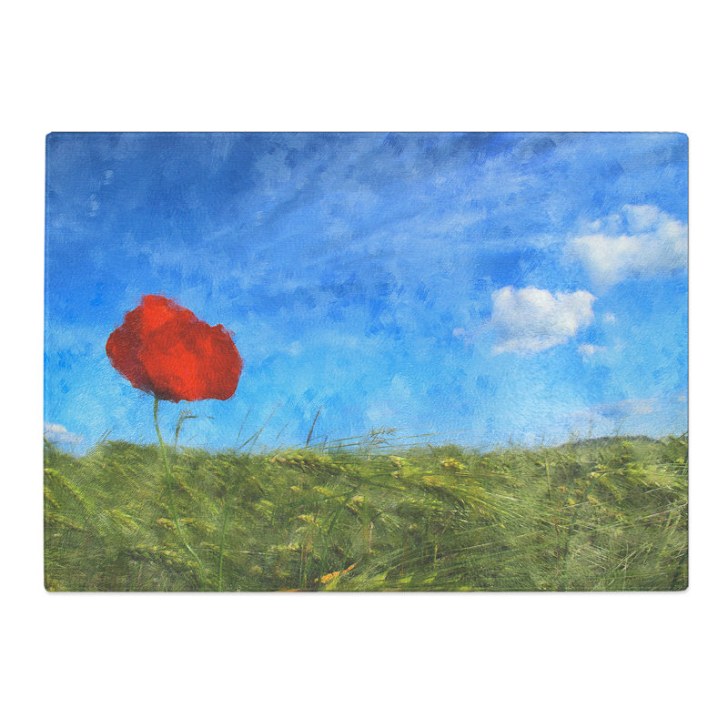 Red Poppy Flower Vol.2 Painting Chopping Board, 0.4cm H x 20cm W x 28.5cm L