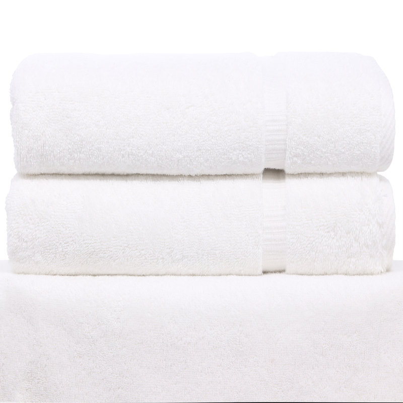 Ensemble de serviettes de bain en coton turc 2 pièces Wellston, Blanc