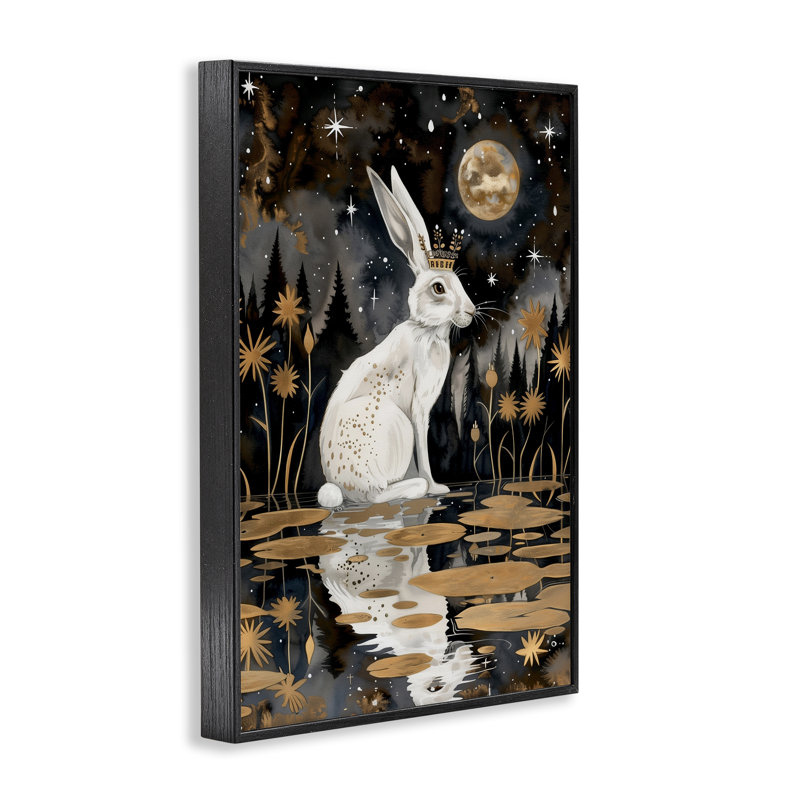 Regal Rabbit, art de la giclée encadrée au clair de lune par The Dutch Lady, Giclée encadrée noir minuit, H 24 po x l 16 po