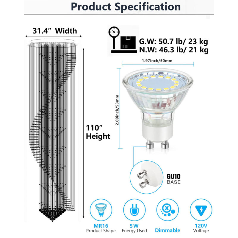 12 - Light Dimmable Tiered Chandelier