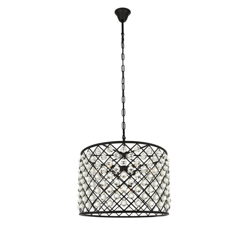 Lustre tambour 8 lumières unique Swinney, Brun moka