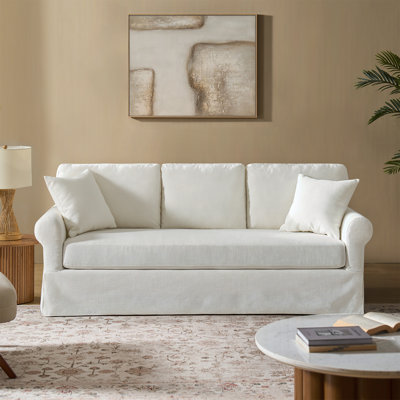 Ebner Traditional Slipcovered Sofa With Rolld Armrests