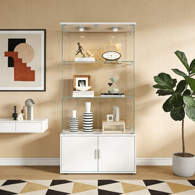 Versatile Double-Door Four-Layer Storage Cabinet With Remote-Controlled Lights