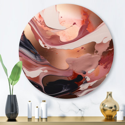 Océan océan vagues fluidité en marbre IV - art abstrait marbre rond en métal